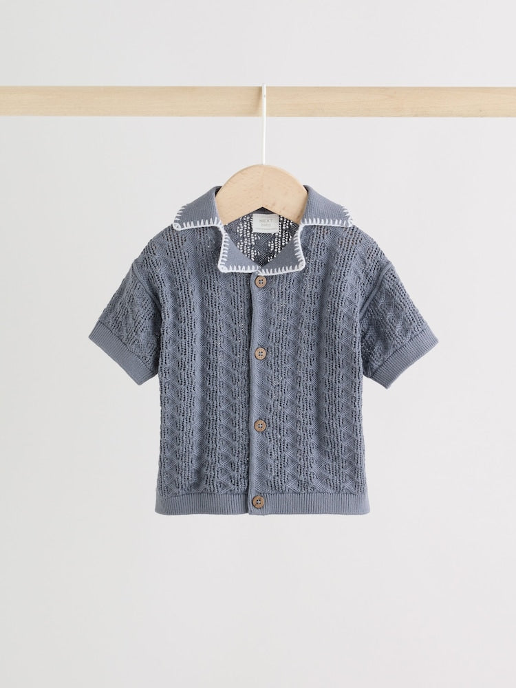 Blue Knitted Top and Shorts Baby Set (0mths-2yrs)