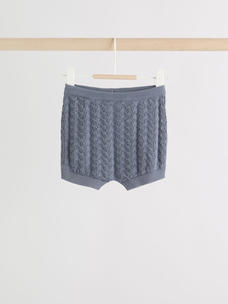 Blue Knitted Top and Shorts Baby Set (0mths-2yrs)