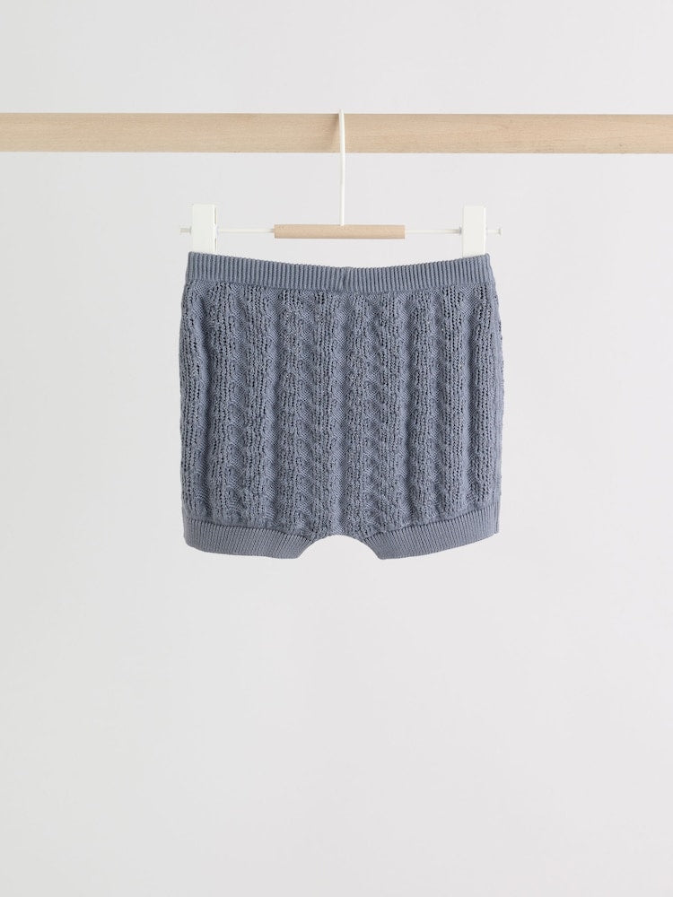 Blue Knitted Top and Shorts Baby Set (0mths-2yrs)
