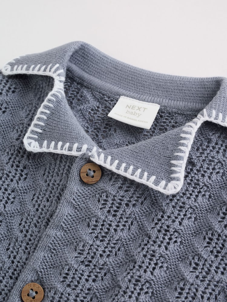 Blue Knitted Top and Shorts Baby Set (0mths-2yrs)