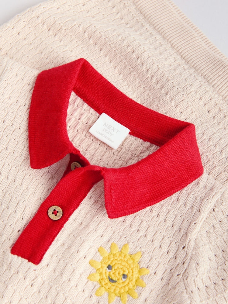 Neutral/Bright Farm Knitted Top and Shorts Baby Set (0mths-2yrs)