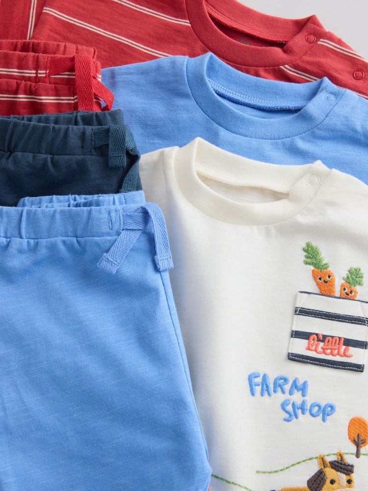Blue/Red Homegrown Farm Tops and Shorts Baby Set 6 Piece (0mths-2yrs)