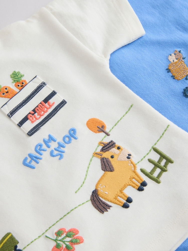 Blue/Red Homegrown Farm Tops and Shorts Baby Set 6 Piece (0mths-2yrs)