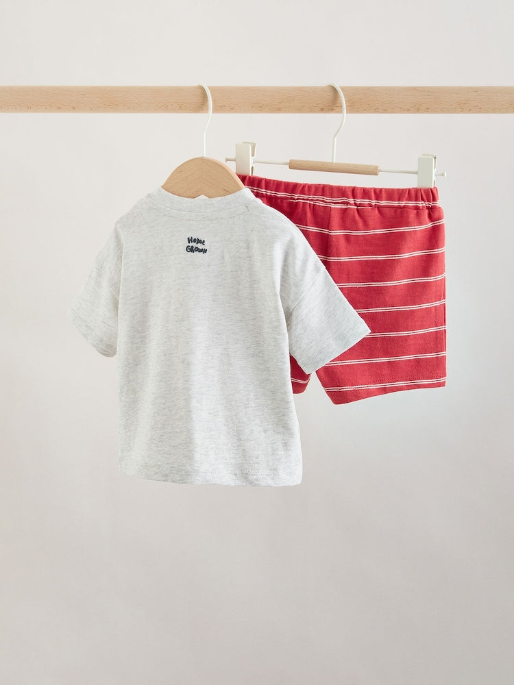 Red Farm Print Top and Shorts Baby Set (0mths-2yrs)