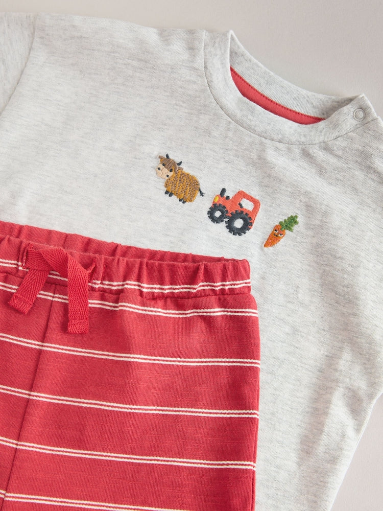 Red Farm Print Top and Shorts Baby Set (0mths-2yrs)