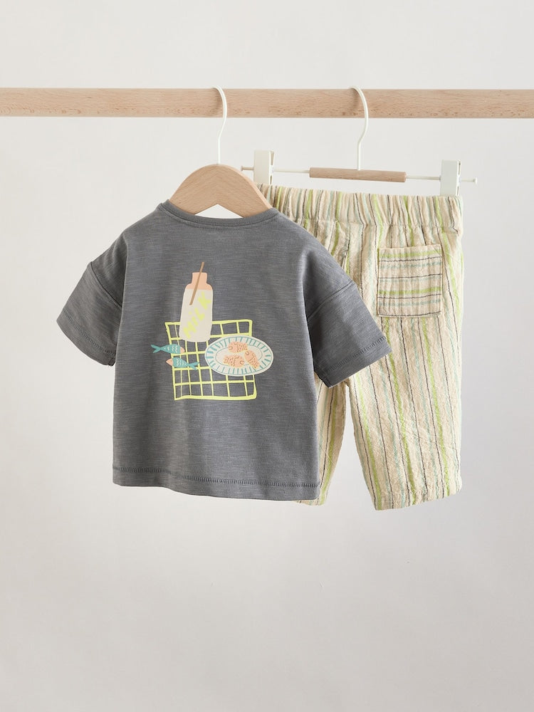 Grey Picnic Top & Trousers Baby Set (0mths-2yrs)