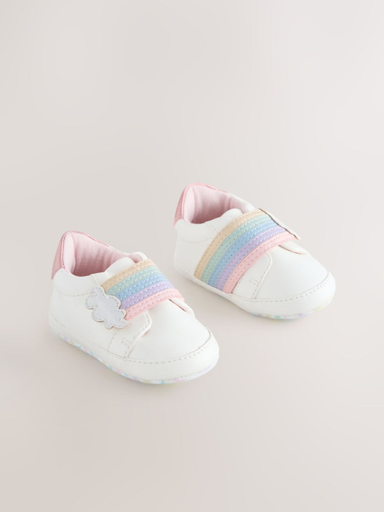 White Rainbow Baby Touch Fasten Trainers (0-24mths) - Up To 3 Months (50 - 62cm)