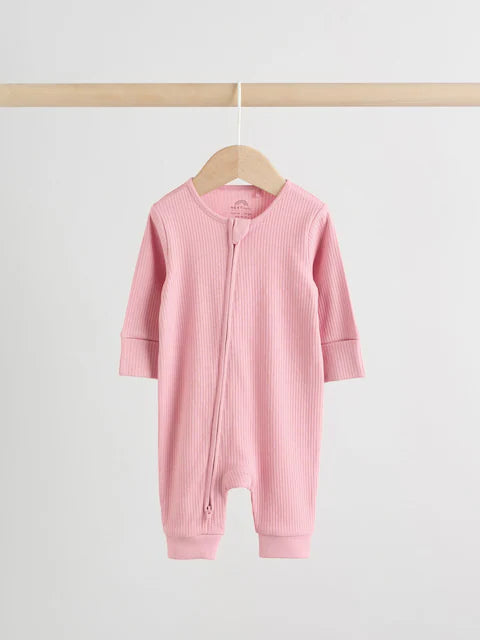 Pink 5 Pack Two Way Zip Baby Footless Sleepsuits (0mths-3yrs)