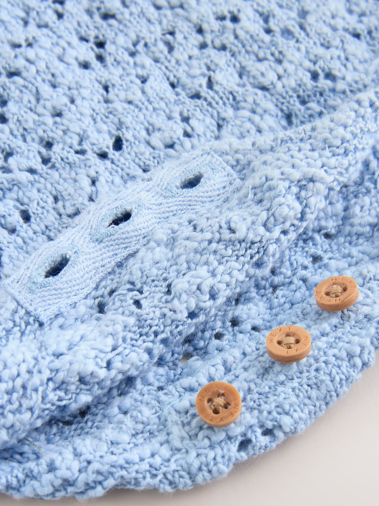 Blue Daisy Knitted Baby Romper (0mths-2yrs)