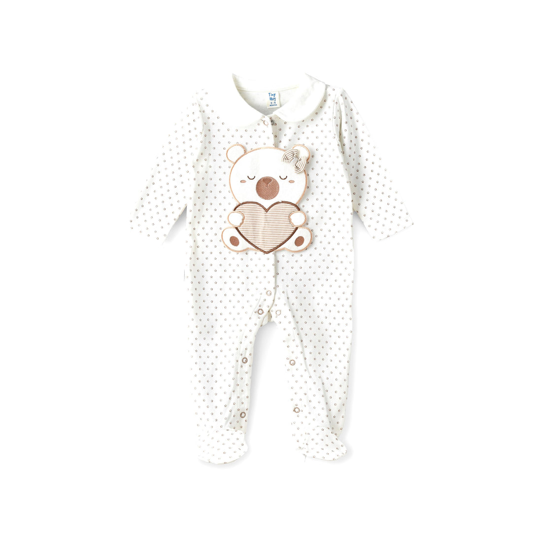 UniqKidz Printed Long Sleeves Sleepsuit - White / 0-3 mths