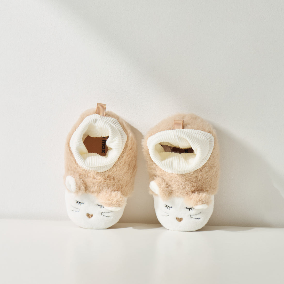 Faux Fur Textured Booties with Ear Applique