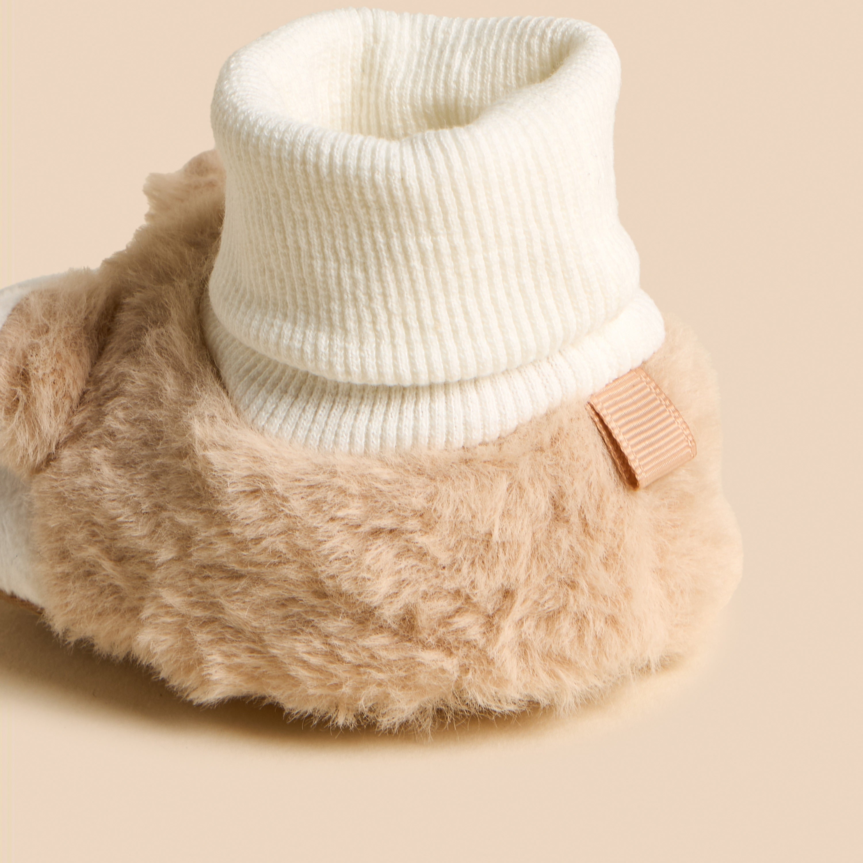Faux Fur Textured Booties with Ear Applique