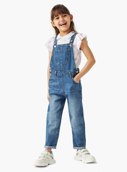 Juniors Solid Dungarees with Pockets-girls-clothing-dressesandjumpsuits-image-2