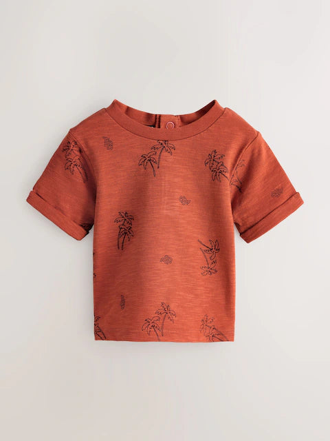 Baker by Ted Baker Stone and Rust Red Dungarees T-Shirt Set