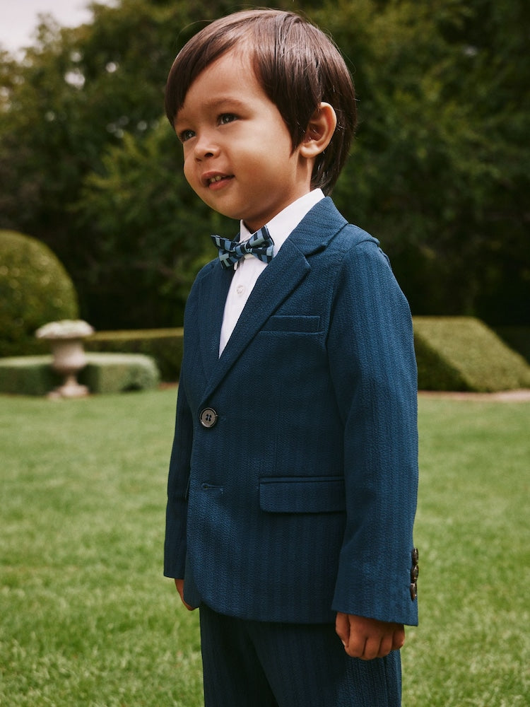 Baker by Ted Baker Navy Seersucker Textured Suit Jacket and Shorts Set