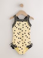 Yellow/Black Polka Dot Ruffle Swimsuit (3-16yrs) - Size 3 Years (98cm)