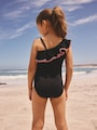 Black Embroidered One Shoulder Swimsuit (3-16yrs) - Size 3 Years (98cm)