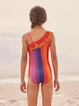 Multi Glitter Stripe One Shoulder Swimsuit (3-16yrs) - Size 3 Years (98cm)