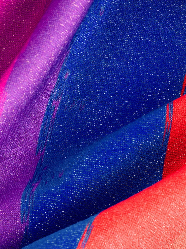Multi Glitter Stripe One Shoulder Swimsuit (3-16yrs)