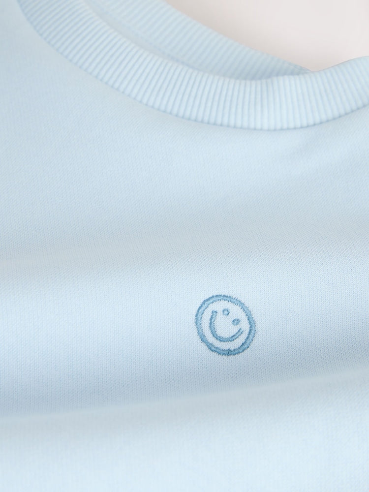 Light Blue Single Plain Crew Neck Sweatshirt and Shorts Set (3mths-7yrs)