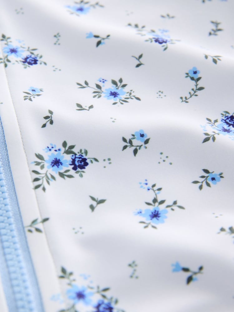 Blue/White Floral Polka Dot Long Sleeve Sunsafe Swimsuit (3mths-16yrs)