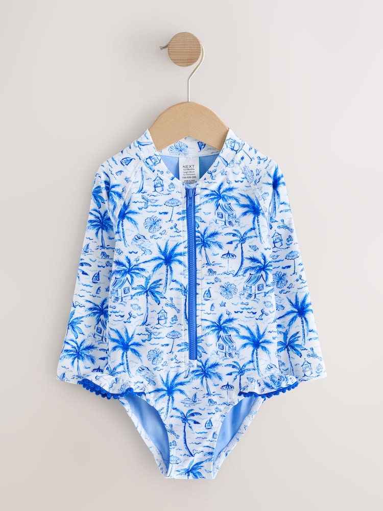 Blue Palm Sunsafe Long Sleeve Swimsuit (3mths-7yrs)