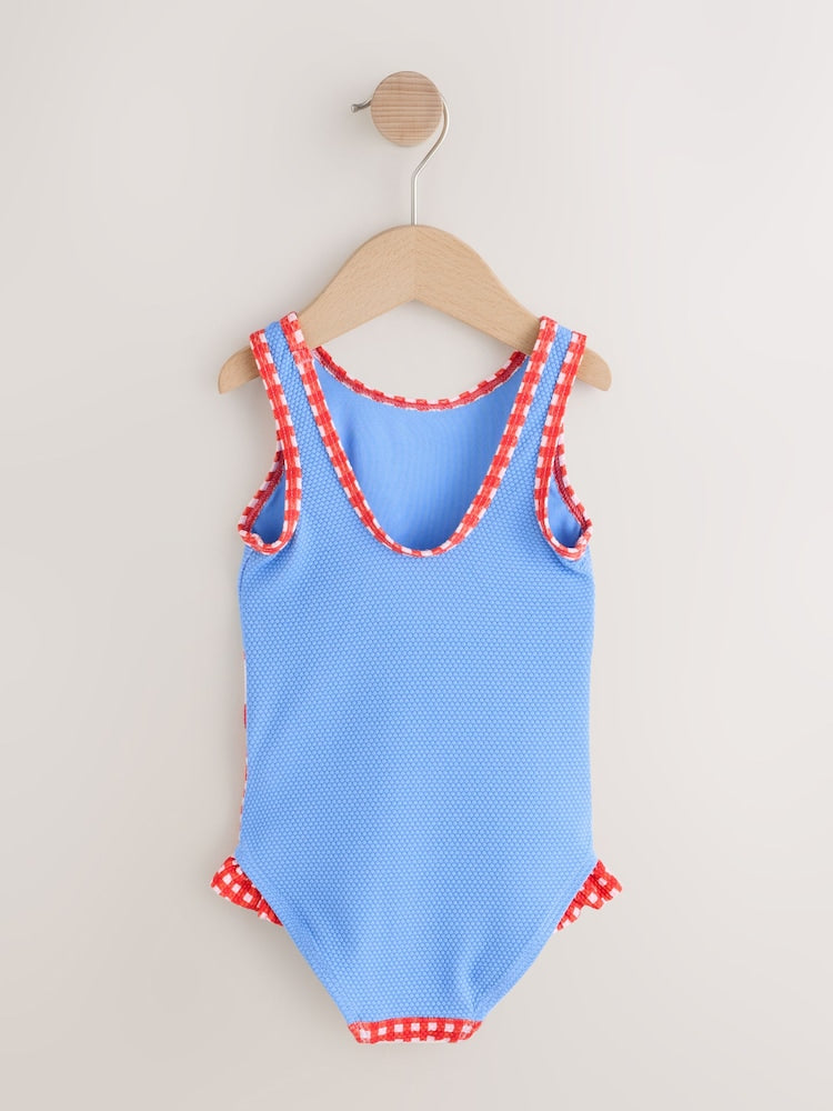 Red/Blue Gingham Picnic Frill Leg Swimsuit (3mths-10yrs)
