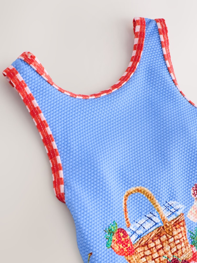 Red/Blue Gingham Picnic Frill Leg Swimsuit (3mths-10yrs)