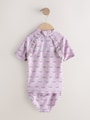 Lilac Purple Ditsy Floral Short Sleeved Sunsafe Swim Set (3mths-10yrs) - Size 3-6 Months (62-68cm)