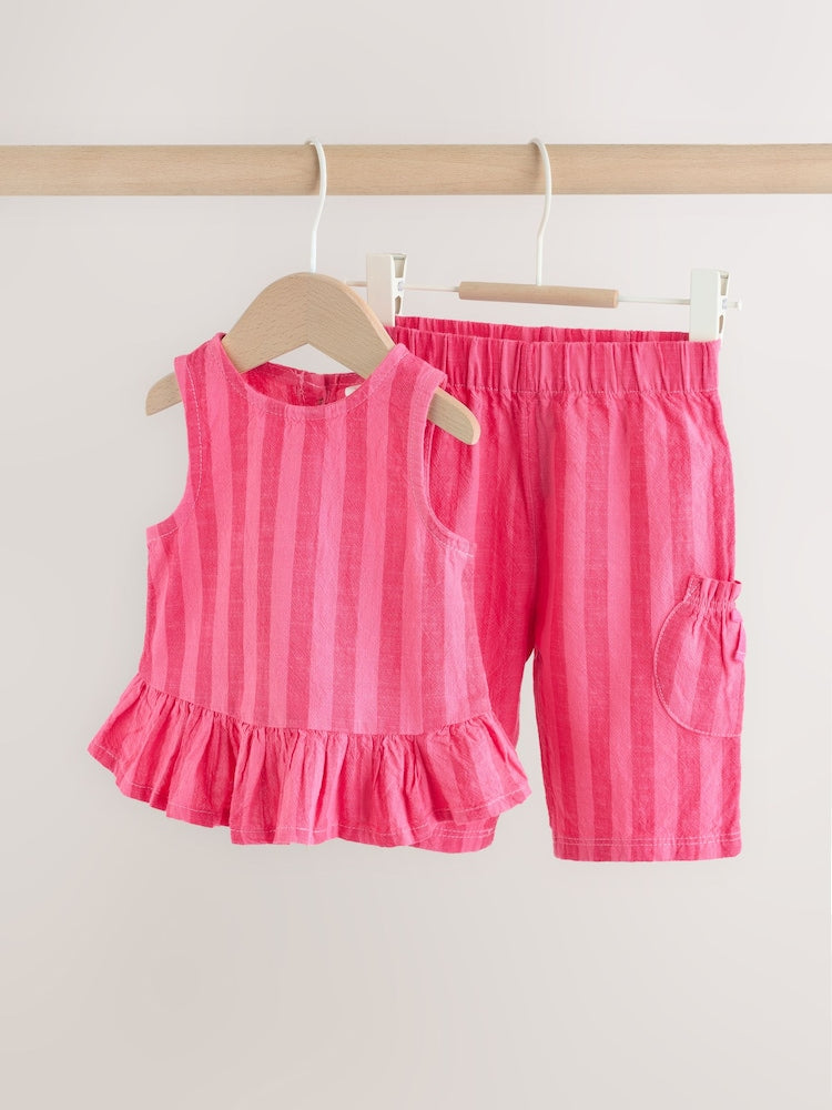 Red Stripe Baby Woven Top and Trousers Set 2 Piece (0mths-2yrs)