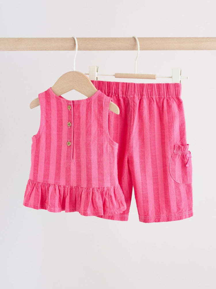 Red Stripe Baby Woven Top and Trousers Set 2 Piece (0mths-2yrs)