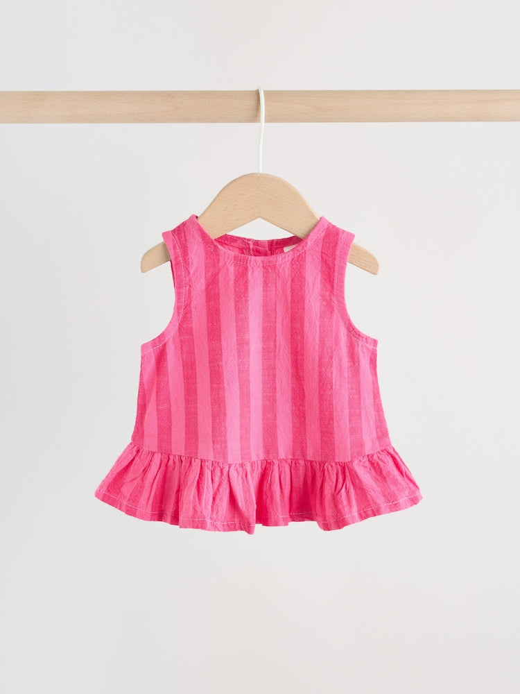 Red Stripe Baby Woven Top and Trousers Set 2 Piece (0mths-2yrs)