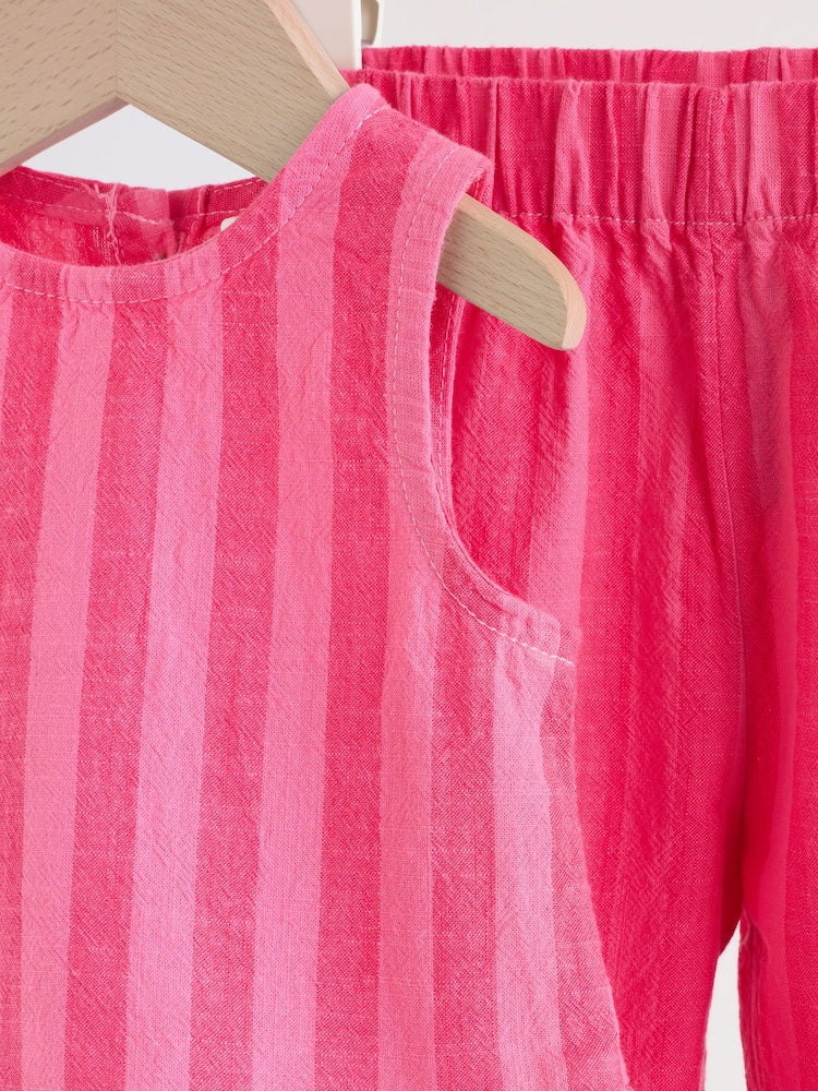 Red Stripe Baby Woven Top and Trousers Set 2 Piece (0mths-2yrs)