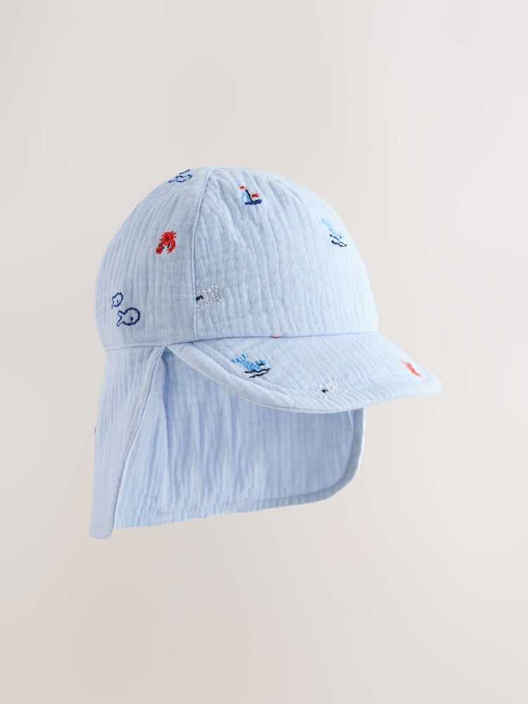 Blue Embroidered Legionnaire Baby Summer Hat