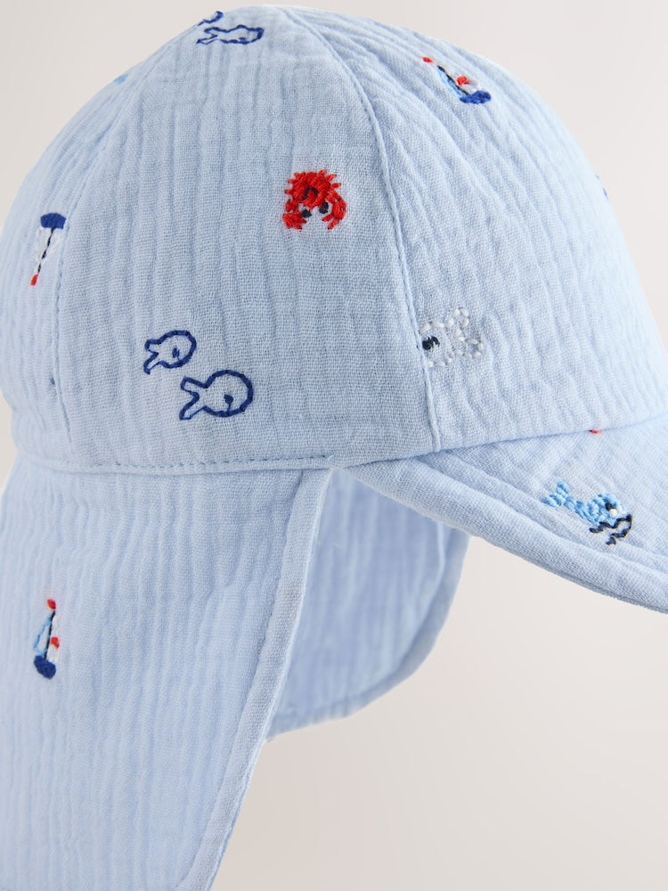 Blue Embroidered Legionnaire Baby Summer Hat