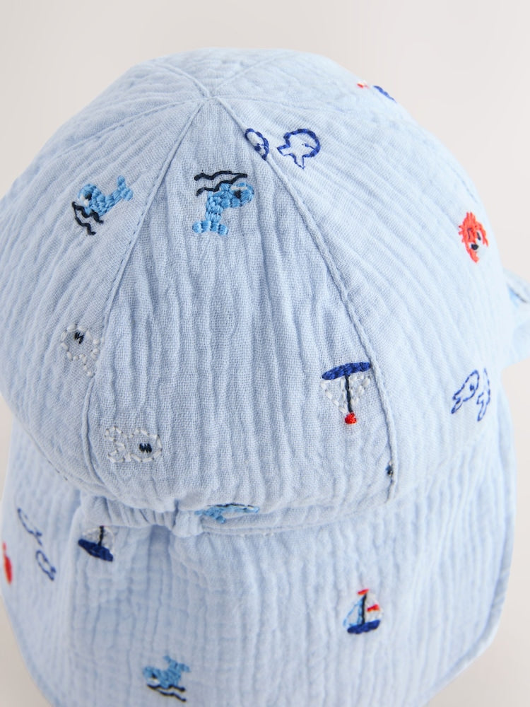 Blue Embroidered Legionnaire Baby Summer Hat