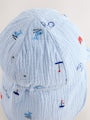 Blue Embroidered Legionnaire Baby Summer Hat - Size 50cm (First Size)