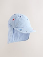 Blue Embroidered Legionnaire Baby Summer Hat - Size 50cm (First Size)