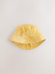 Orange Embroidered and Yellow Tie Dye Baby Bucket Hats 2 Pack - Size 50cm (First Size)