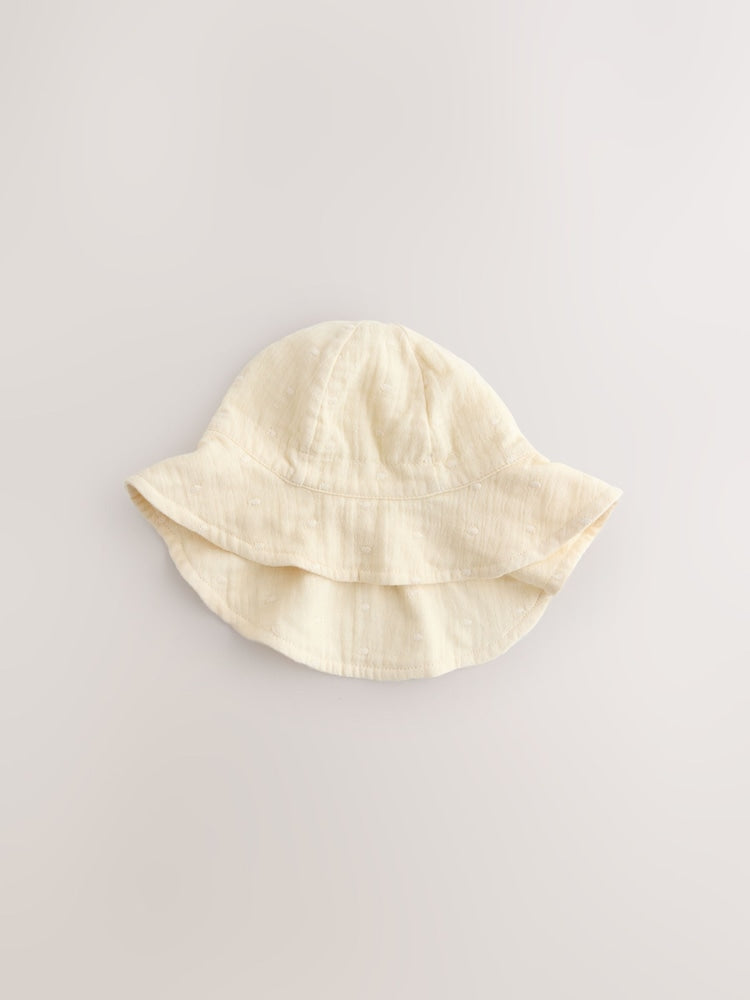 Pink and Beige Woven Baby Bucket Hats 2 Pack