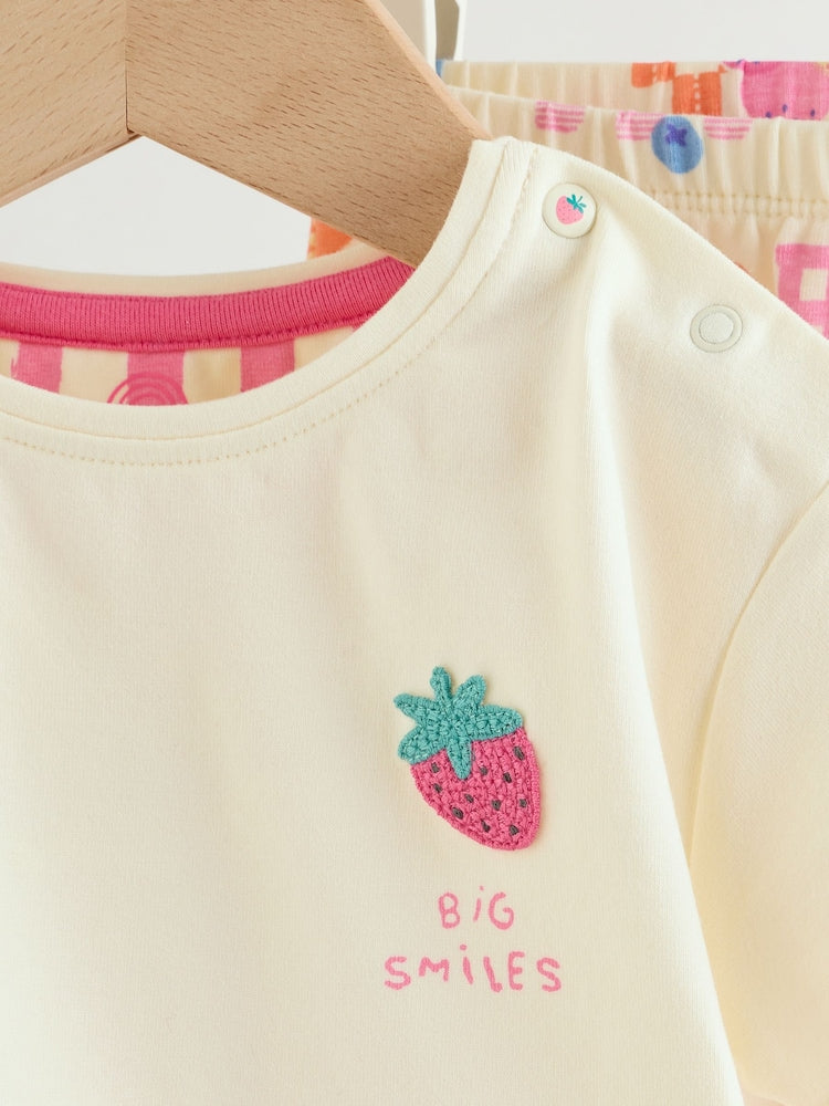 White Berry Short Sleeve Baby Top and Leggings 2 Piece Set (0mths-2yrs)