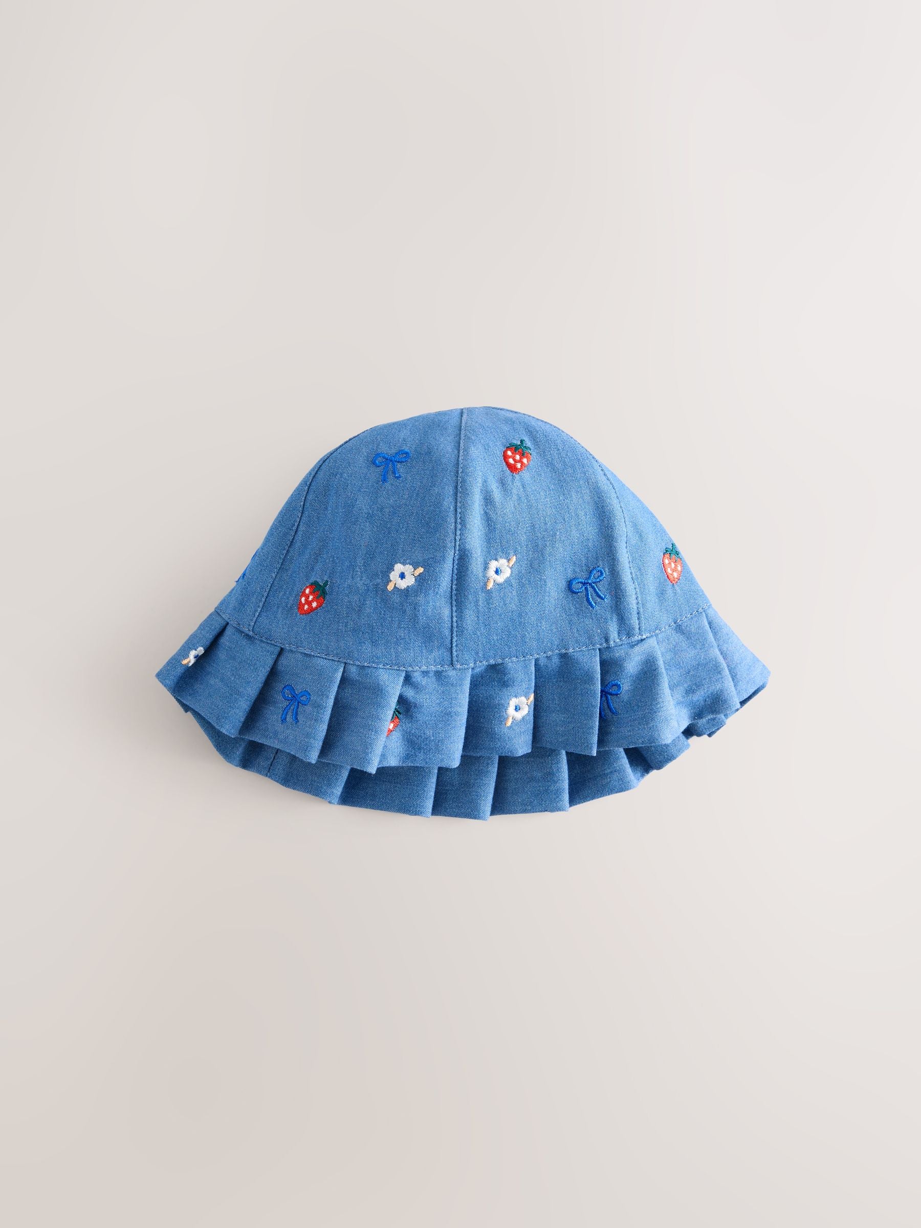 Blue and Red Embroidered Strawberry Baby Bucket Hats 2 Pack - Size 50cm (First Size)