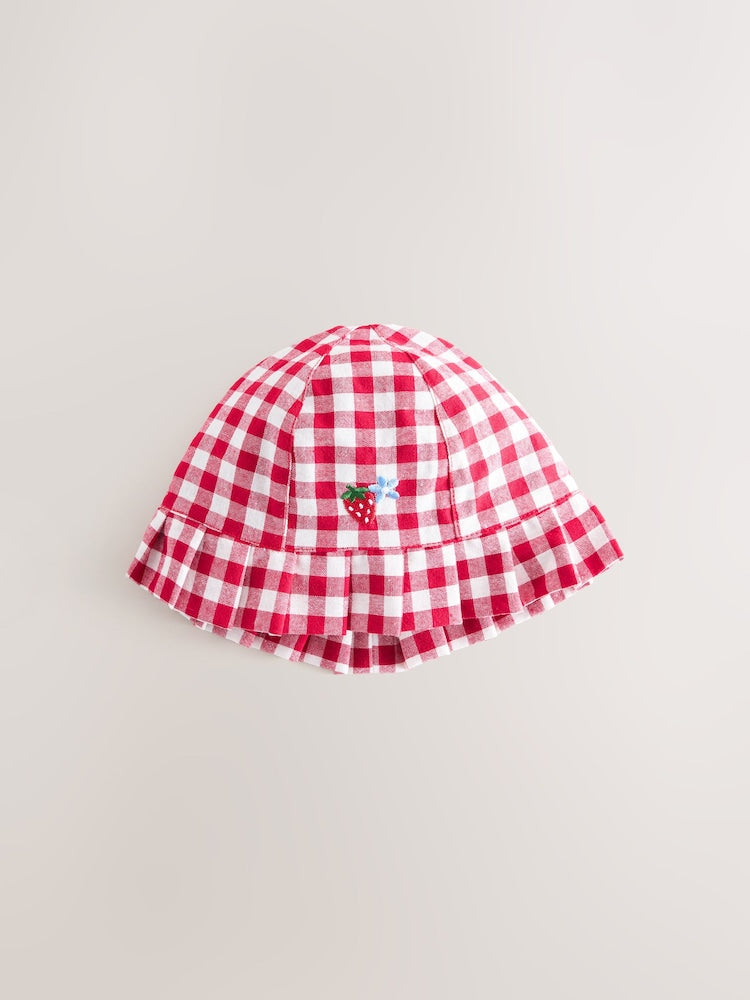 Blue and Red Embroidered Strawberry Baby Bucket Hats 2 Pack - Size 50cm (First Size)