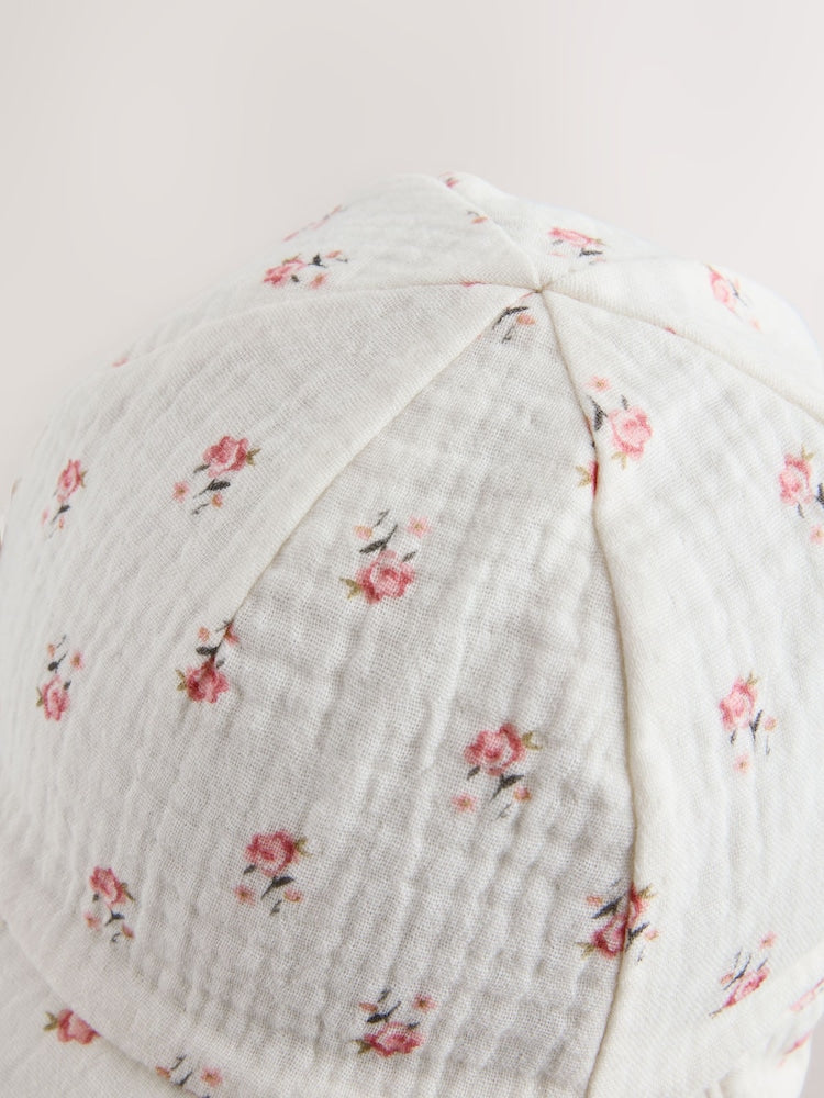White Floral Woven Legionnaire Baby Hat