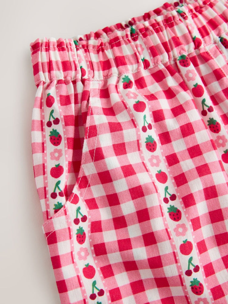 Pink/ Red Gingham Pullon Trousers (3mths-7yrs)