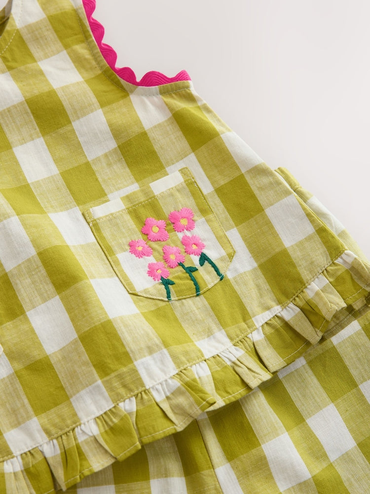 Olive Green Gingham Top & Cuffed Trousers Set (3mths-7yrs)