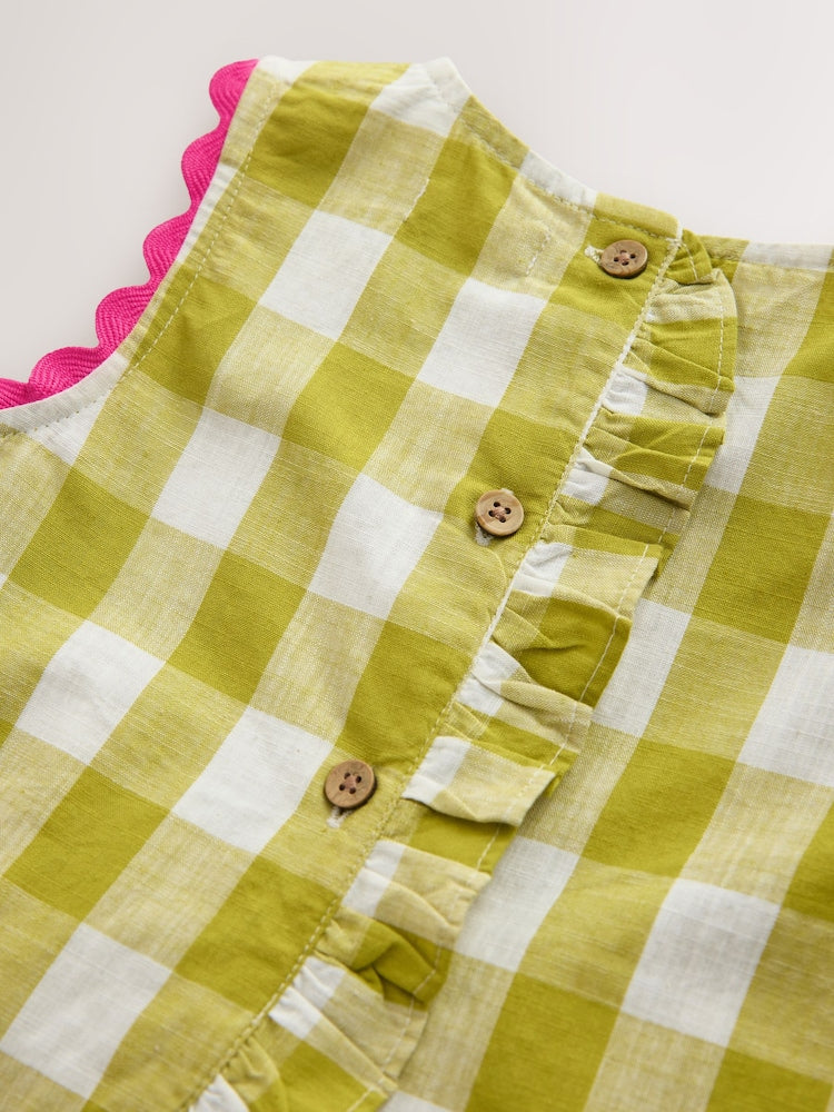 Olive Green Gingham Top & Cuffed Trousers Set (3mths-7yrs)