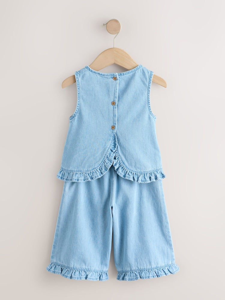 Fruit Embroidered Denim Top & Trousers Set (3mths-7yrs)