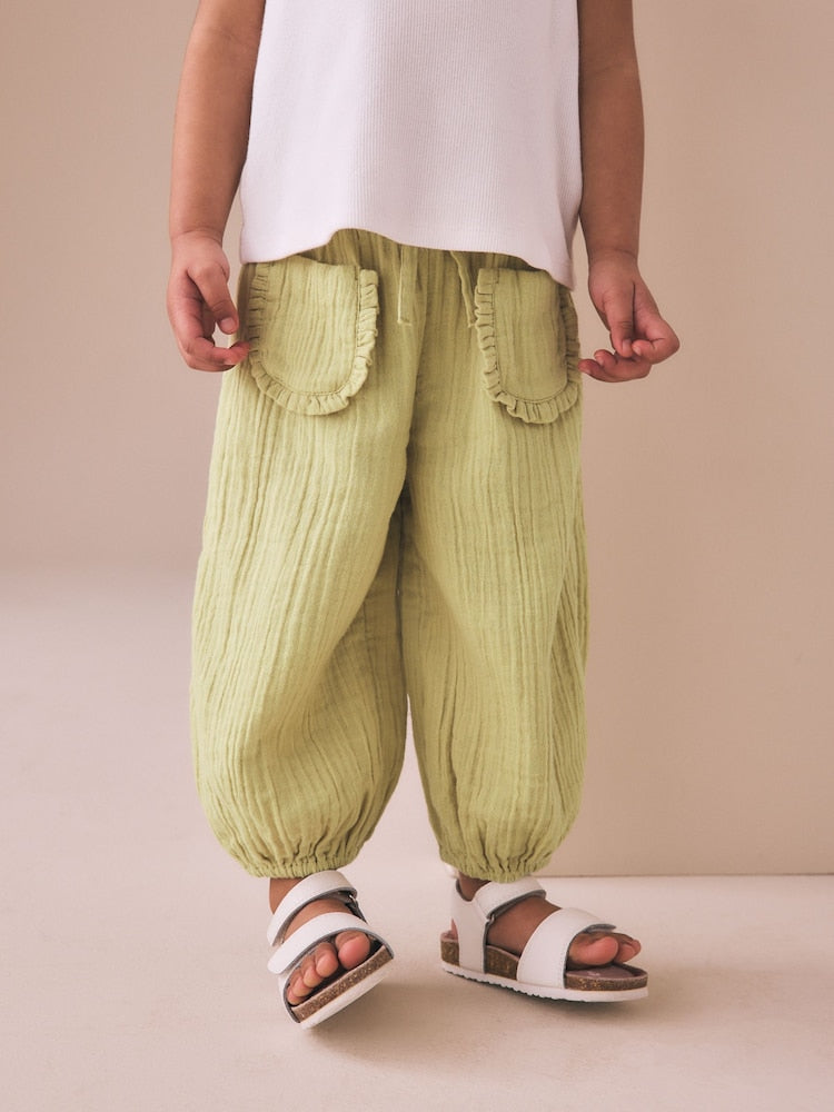 Khaki Green Pull On Trousers (3mths-7yrs)