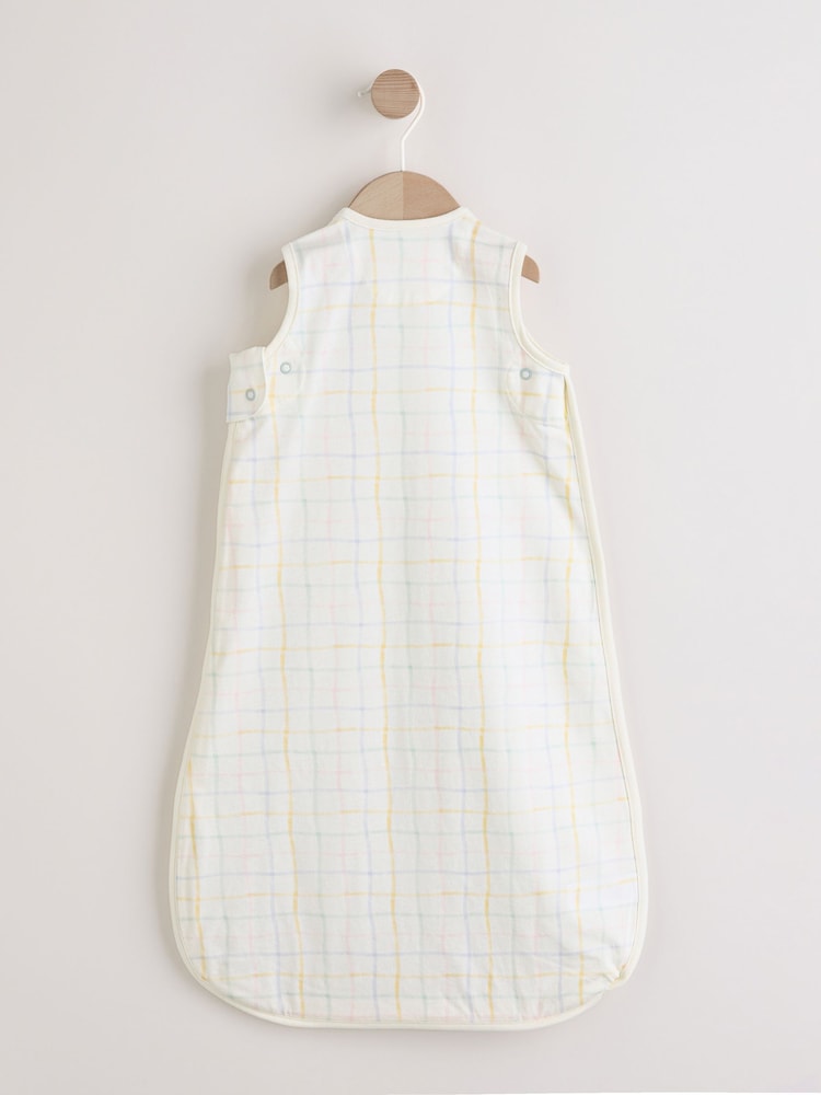 Neutral Pastel Grid 0.5 Tog Sleeveless Baby Sleep Bag